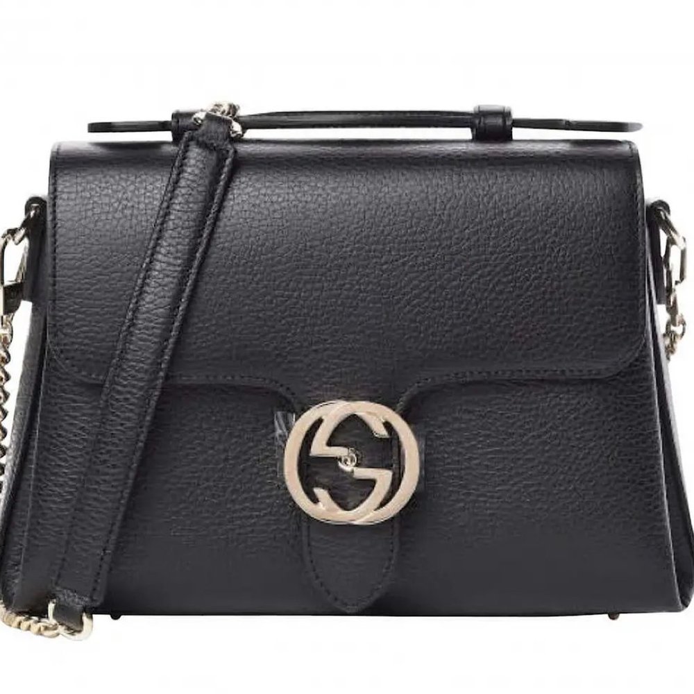 ***NEW GUCCI Dollar Calfskin Interlocking LARGE Shoulder Bag